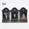 Holiday Party Supplies Tombstone Candle Lantern, LED Lighted Spooky Graveyard Table Lamp, Halloween Tabletop Decor Small Night Light for Haunted House