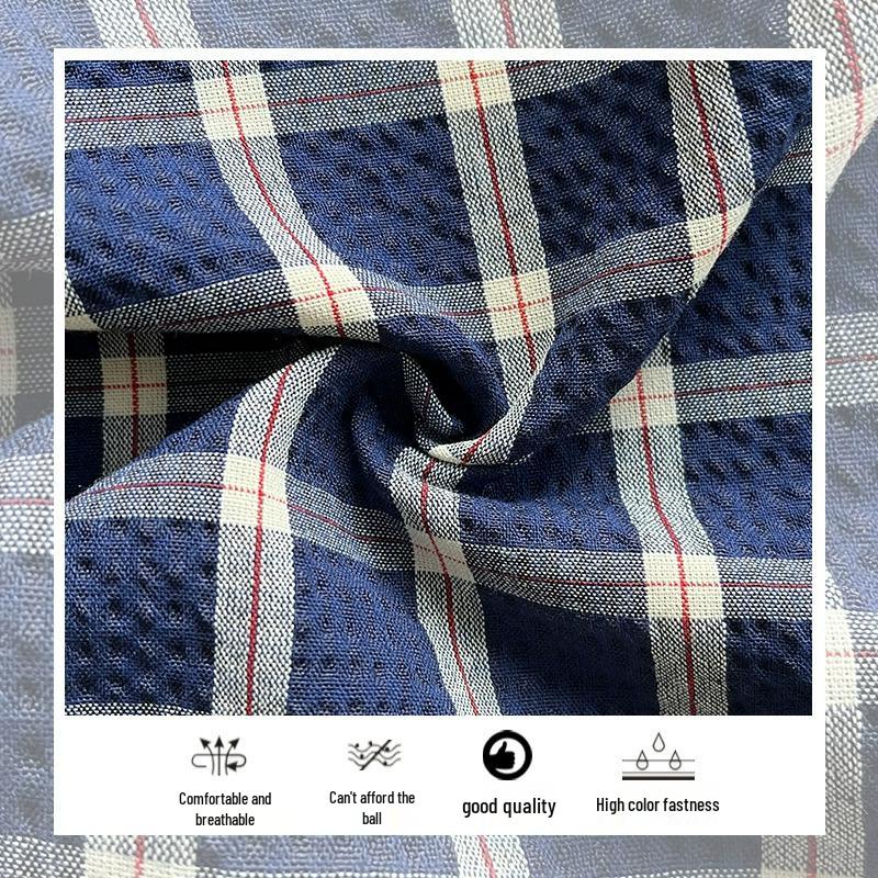 Lu Si Blue Plaid High-Waist Loose Straight-Leg Petite Women's Summer Pants, XS