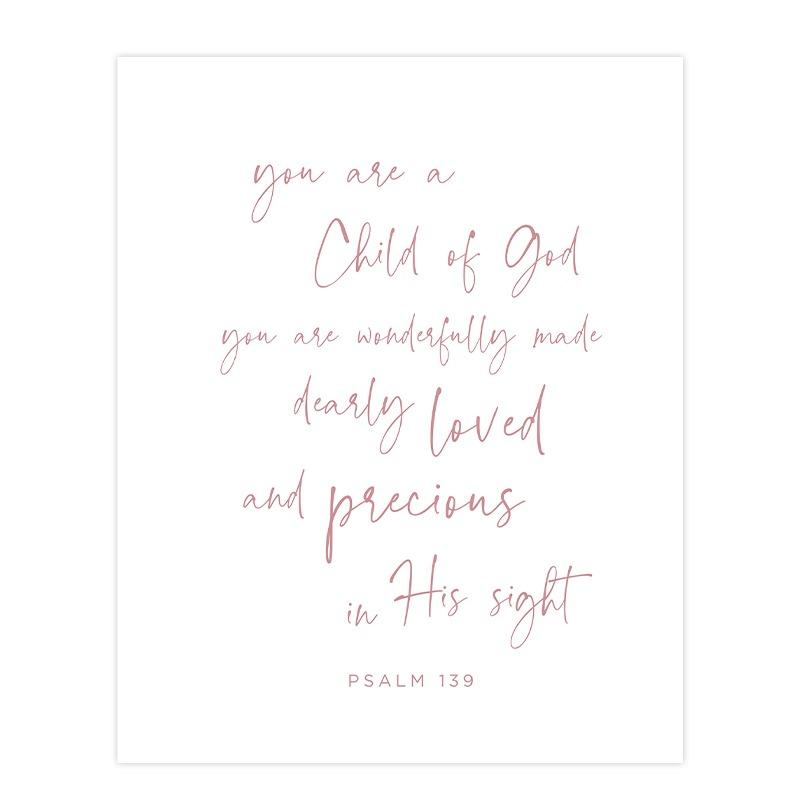 Christian Girl Nursery Wall Art Prints Bible Verse Poster Child of God Quote Canvas Painting Girl Gift Bay Girls Room Wall Decor