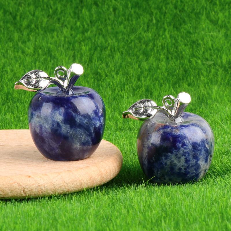 Natural Semi Precious Stone Crystal Mini Apple Pendant for DIY Pendant Thanksgiving Gifts Room Office Decoration Collectibles