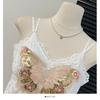 Summer Women Sweet Sequined Butterfly Embroidery Lace Spaghetti Strap Sleeveless Vest Tops for Girls