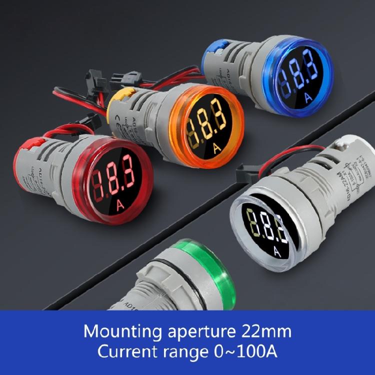 22mm Round LED Ammeter Voltmeter Display Voltage Current 0-100A Meter Indicator LED Display for Industrial Equipment
