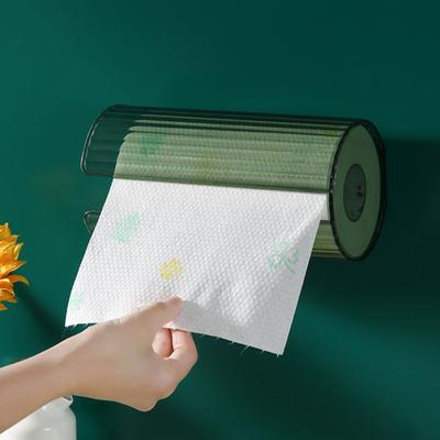 Stilvoller, transparenter, platzsparender, stark belastbarer Papierhandtuchrollenbox-Behälter-Organizer für Haushaltsbedarf, Toilettenpapierrollenhalter