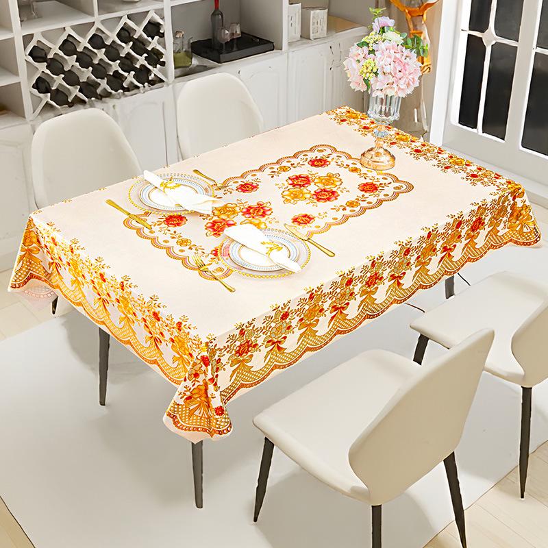 Luxury Waterproof PVC Tablecloth: Oilproof, Anti-scald, Wash-free Round Design for Hotels and Homes