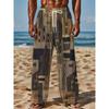 Men's 3D Retro Printed Baggy Casual Trousers,  Elastic Drawstring Waist with Pockets, for Spring Summer Home Outdoor Vacation