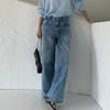 New Arrivals Open Run High Waist Straight Pants Light Blue Mpn