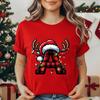 Christmas Alphabet Printed T-Shirt for Women Unisex Fashion Trendy Funny Casual Tops Santa Hat, Reindeer Graphic Tshirt T Shirt