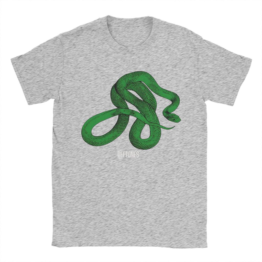Streetwear T Shirt Deftones Green Snake Pure Cotton TShirts Novelty Tee Shirt for Unisex Summer YK Casual Short Sleeve Tees