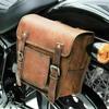 Motorcycle 1 Saddle Side Bag Retro Genuine Goat Leather Handlebar Luggage Tool