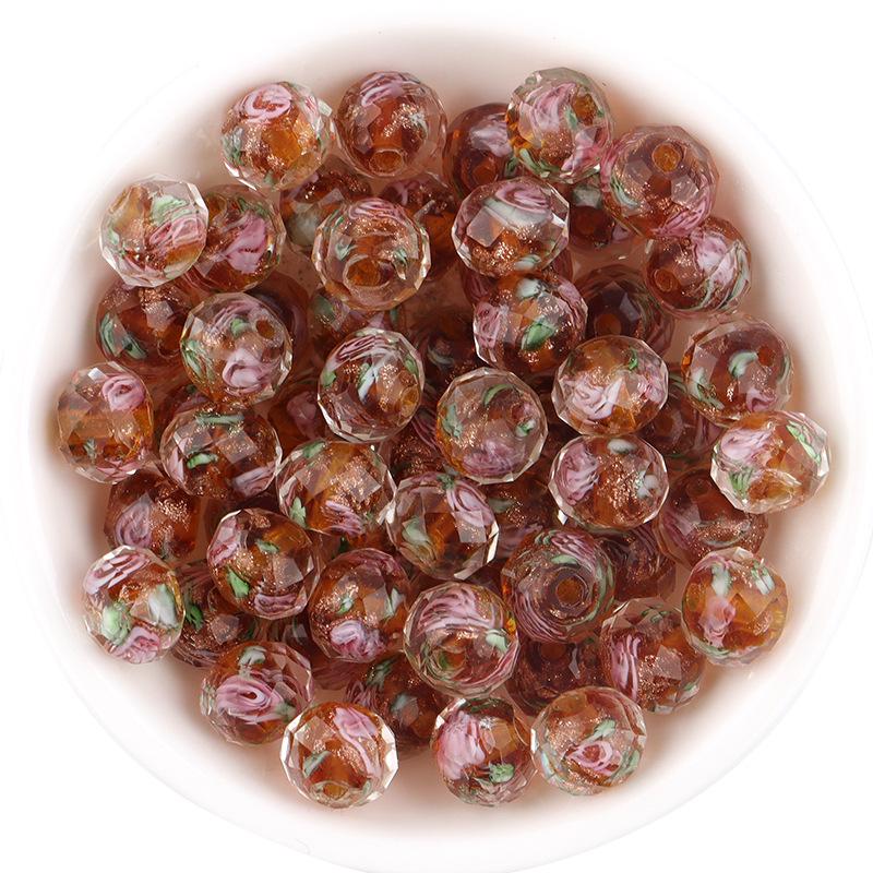 10 Pcs Japanese Millefiori Faceted Goldstone Glass Abacus Beads for DIY Jewelry