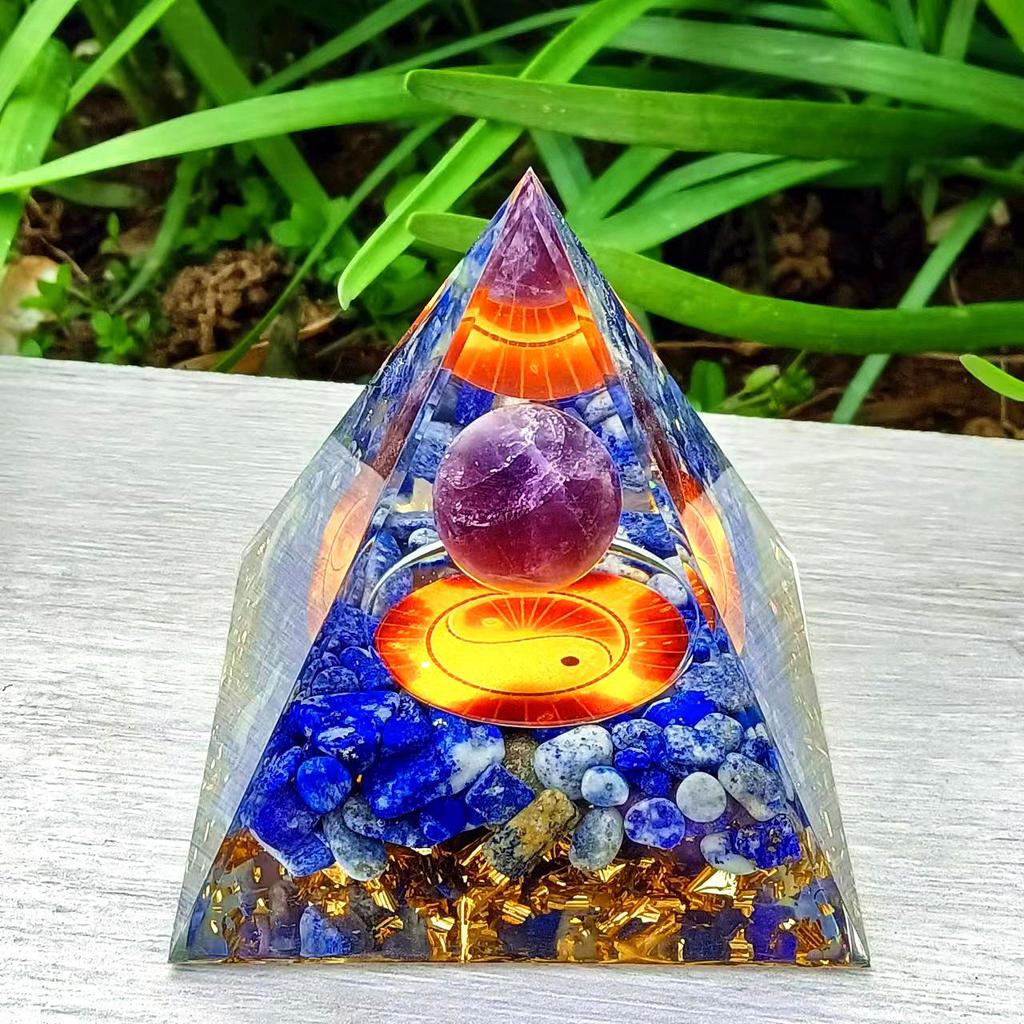 Crystal Stone Pyramid Resin Decor: Home, Office, Car Ornaments