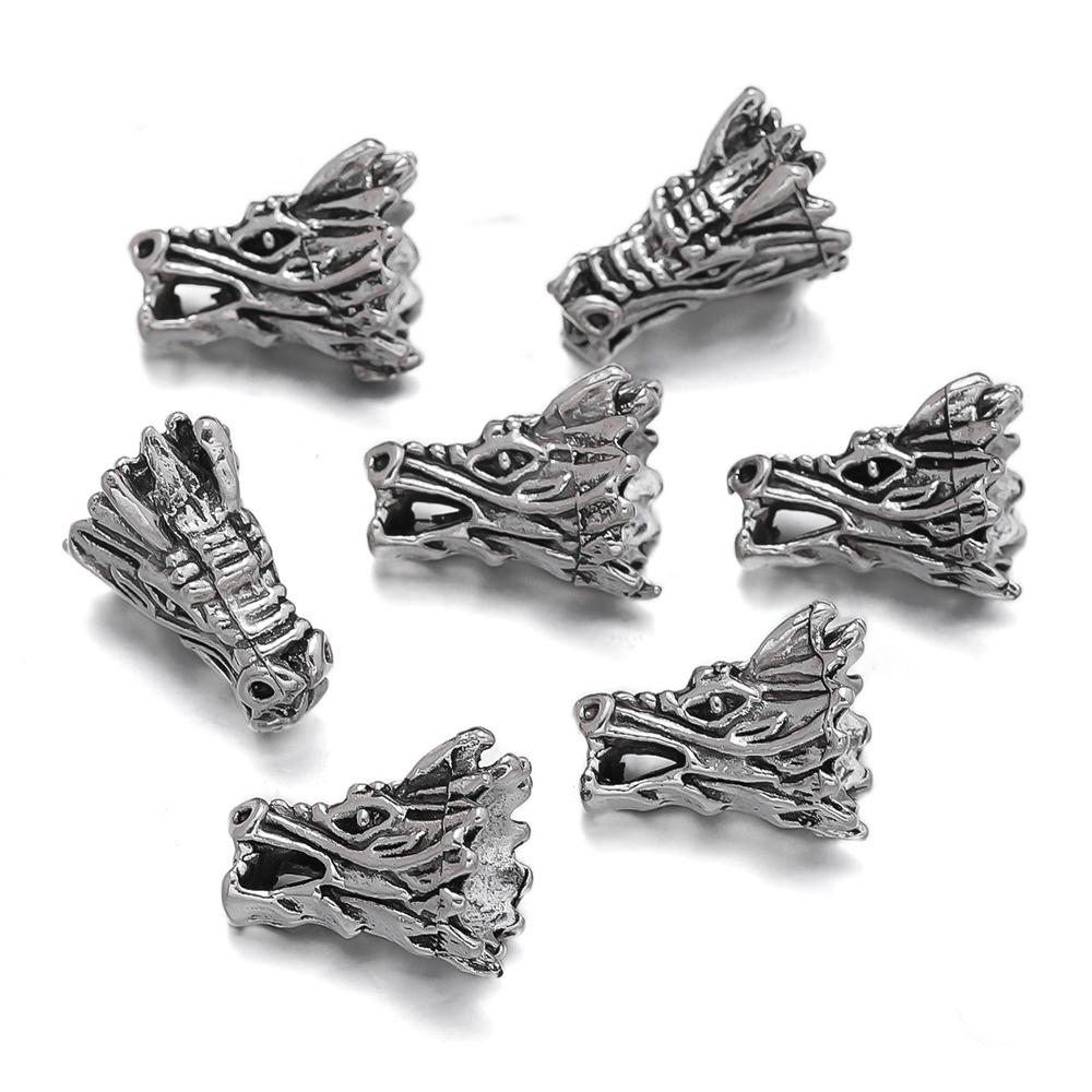 10 pezzi/lotto Perline Testa di Drago Perline Distanziatrici Antiche Per la Creazione di Gioielli Braccialetti con Perline Accessori Fai-da-te Componenti