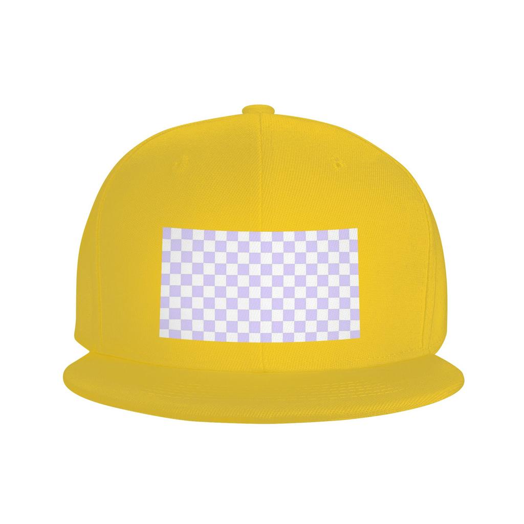 White and Pale Lavender Violet Checkerboard Baseball Caps Snapback Baseball Hats Casual Casquette Outdoor for Unisexs And WoUnisexs