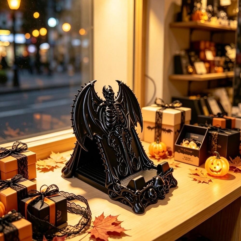 3D Printed Skull Phone Stand Dark Fantasy Gothic Throne Ornament Skull Desk Decoration Dorm Room