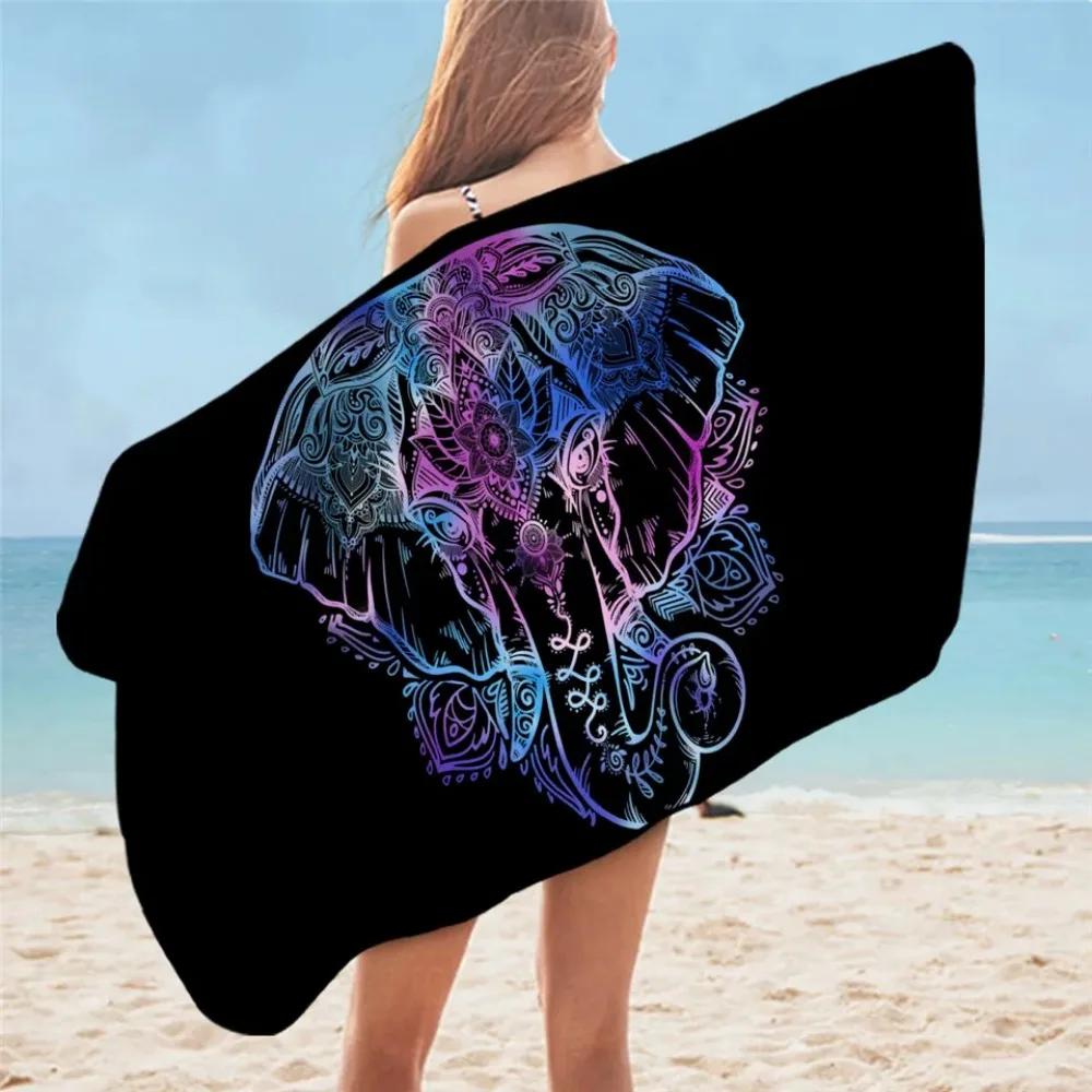 BeddingOutlet Elephant Bath Towel Bathroom Microfiber Mandala Beach Towel for Adult Bohemian Hippie Shower Toalla