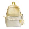 Schoolbag small fresh plaid corrugated schoolbag lace girl heart travel small backpack Japanese sweet wind student party backpack