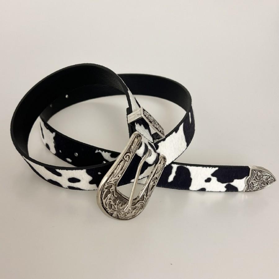 Western Denim Buckle Belt, Cow Print Belt DVN, Personalized, Fashionable and Versatile Denim Belt