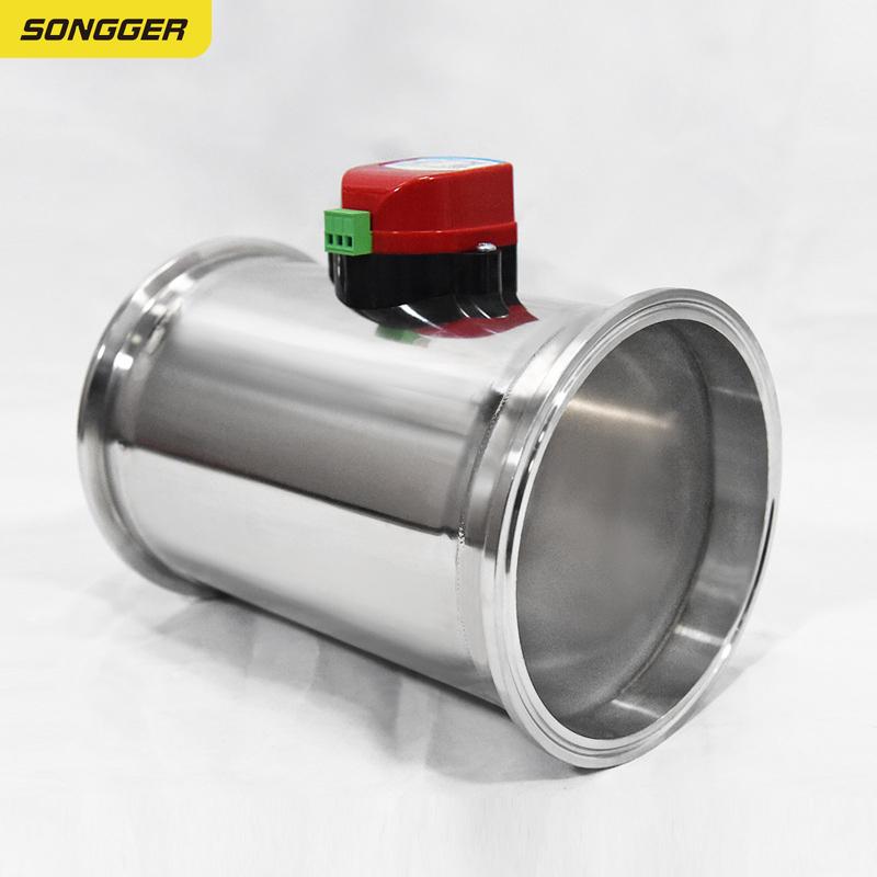 304 Stainless Steel Motorized Pneumatic Damper Valve AC220V DC12V DC24V for Hospital Lab Fresh Air HVAC System