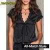 Women's Fashion Casual V-Neck Short Sleeve Blouses & Shirts