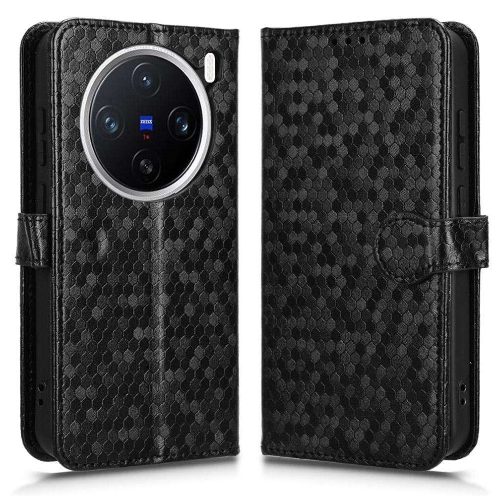 

For vivo X200 5G Wallet Case Dot Pattern Imprint PU Leather Phone Cover E