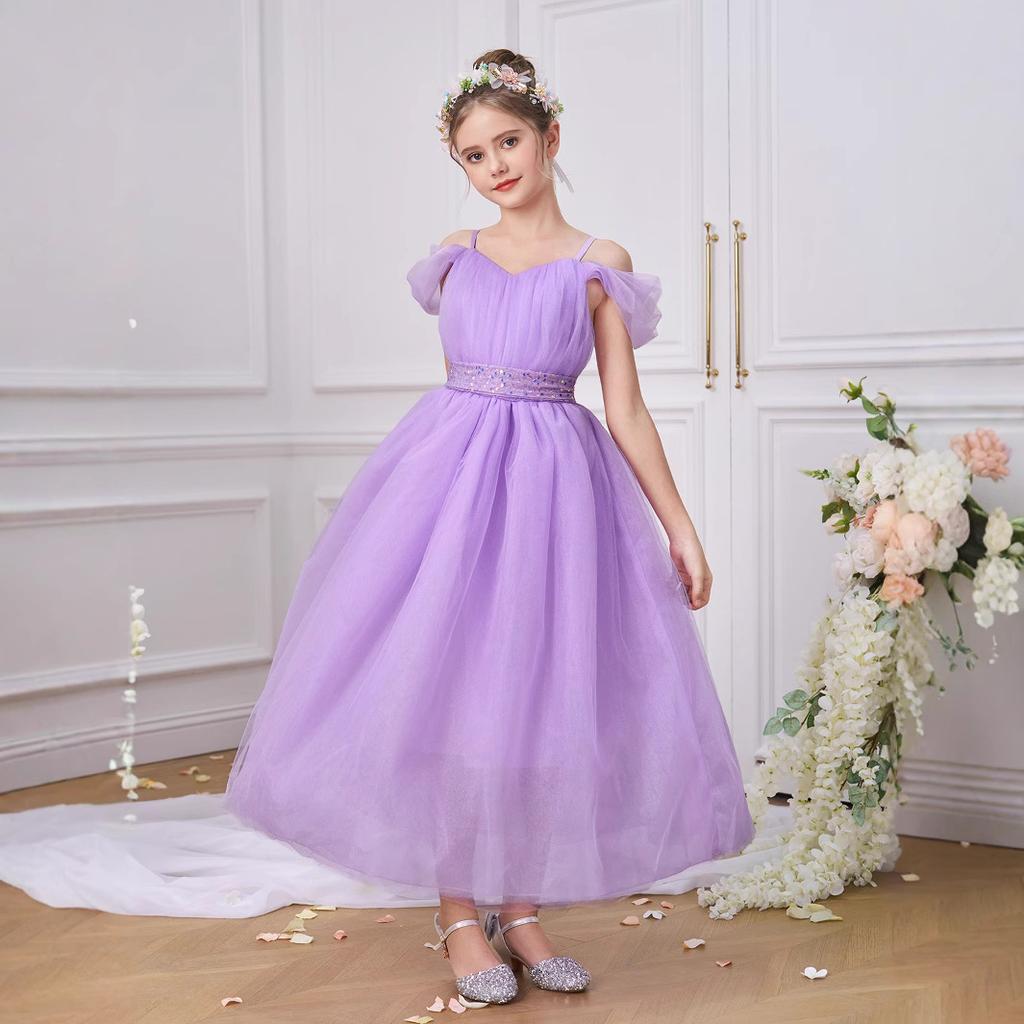 Children's Dress Princess Dress Sequin Mesh Evening Dress Forging Temperament Stage Puffed Dress Girls Party Dress