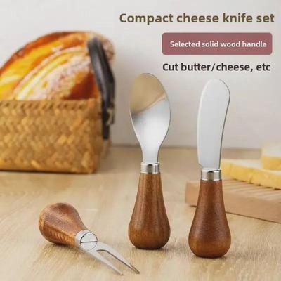 Sada nožů na máslo a sýr z nerezové oceli a dřeva