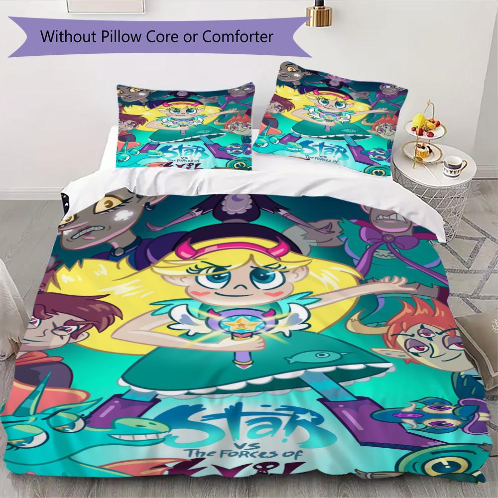 Star Butterfly Pattern Bedding,Quilt Set Quilt Cover Pillowcase Home Birthday Gift (1*duvet cover+2*pillowcase,without core)SSJT0917357