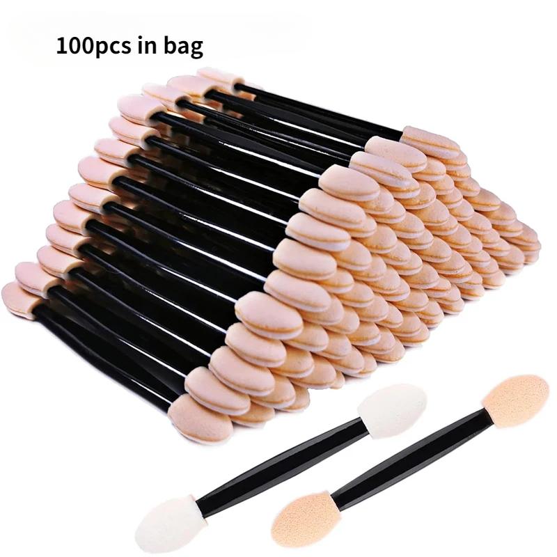 50/100pcs Nail Powder Brushes Sponge Double-head Mini Sponge Sticks Nails Art Mirror Chrome Pigment Applicator Makeup Tools