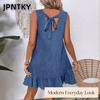 JPNTKY Rochii Casual de Vară Primăvară Culoare Solidă Imprimeu Fără Mâneci Gât Rotund