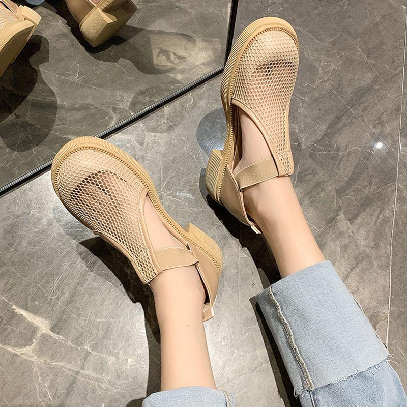 Balíček Sandály na hlavě Dámské Léto Venkovní nošení Síťované duté Prodyšné Boty s velkou hlavou Silné na podpatku Římské boty