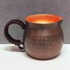 Vintage Pure Copper Coffee Cup,Handcrafted Thickened Engraving Hammer Texture Woven Handle 300 ml Beer Mug,Tea Cup Tableware