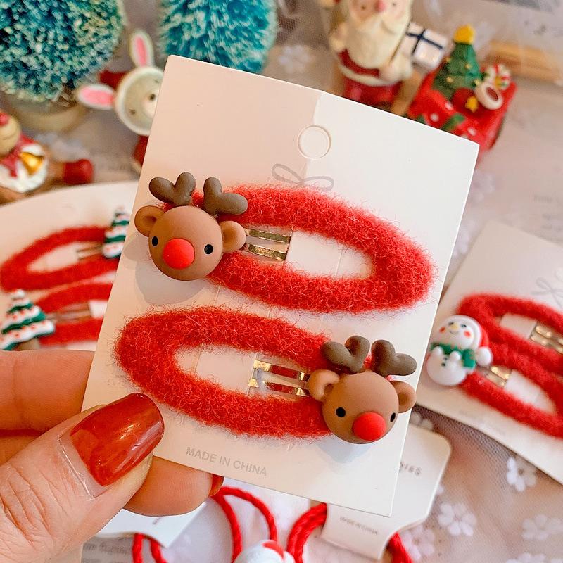 2 stücke Weihnachten Kinder Gummibänder Scrunchies Mädchen Socke Pinguin Haarnadel Nette Clips Hearwear Dekoration Koreanische Haar Zubehör