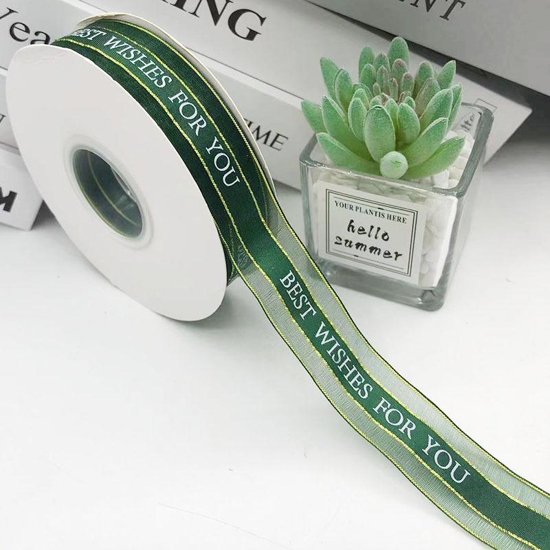 2,5 cm Transparentes Schneegarnband mit englischem und koreanischem Design für Kuchen-, Geschenkboxschleifen