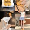 Grape mother studiolee height increased by 5cm~ small golden bean round head soft cute Mary Jane Boken half slippers female summer