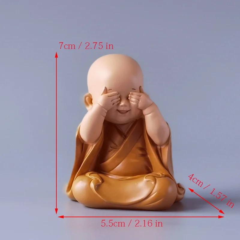 Resin Cute Little Monk Mini Statue Modern Handmade Sculpture Cute Home Living Room Desktop Figurines Children's Gifts Special
