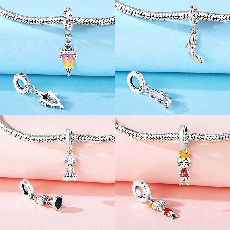 Fairy Tale Collection Merrygoround Ferris Wheel Princess Prince Charm Copper Bead Charms Pendant Compatible With Diy Women Bracelets Jewellery Gift