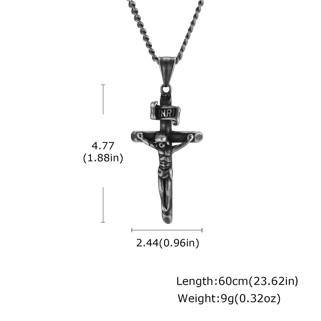Stainless Steel Catholic Cross Necklace for Men,St. Benedict's Catholic Crucifix Pendant Necklace,Religion Gothic Jewelry Gift