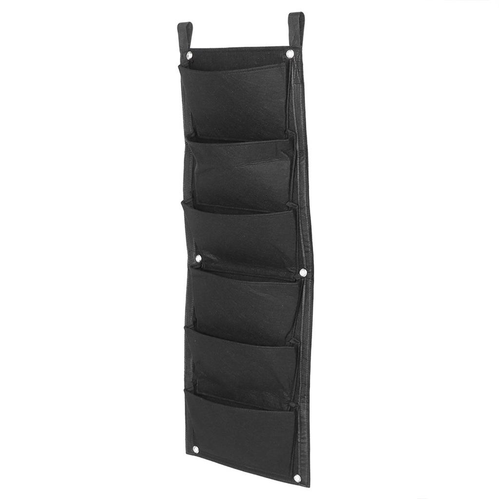 6 Pockets Vertical Plant Grow Bags Container Wall Hanging Planter for Outdoor GardenBlack