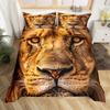 Löwe Bettwäsche Set Wildes Löwenpaar Druck Bettwäsche Set Für Teenager 3D Tier Motiv Bettbezüge Afrikanische Tierwelt Deckenbezug