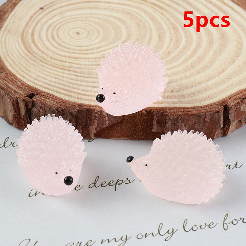 5Pcs/Set Colorful Luminous Hedgehog Decoration Resin Glow In The Dark Cute Animal Tank Aquarium Micro Landscape Decor