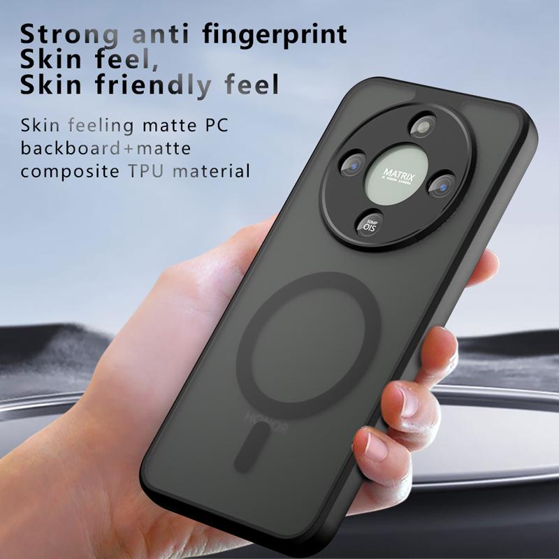 For Honor X70 Case Shockproof Magnetic Matte PC+TPU Anti-fingerprint Translucent Cover for HONOR X 70