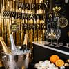 Yookat Black Gold Happy New Year Banner and New Years Hanging Swirls 2026 Happy New Years Eve Party Decorations Supplies