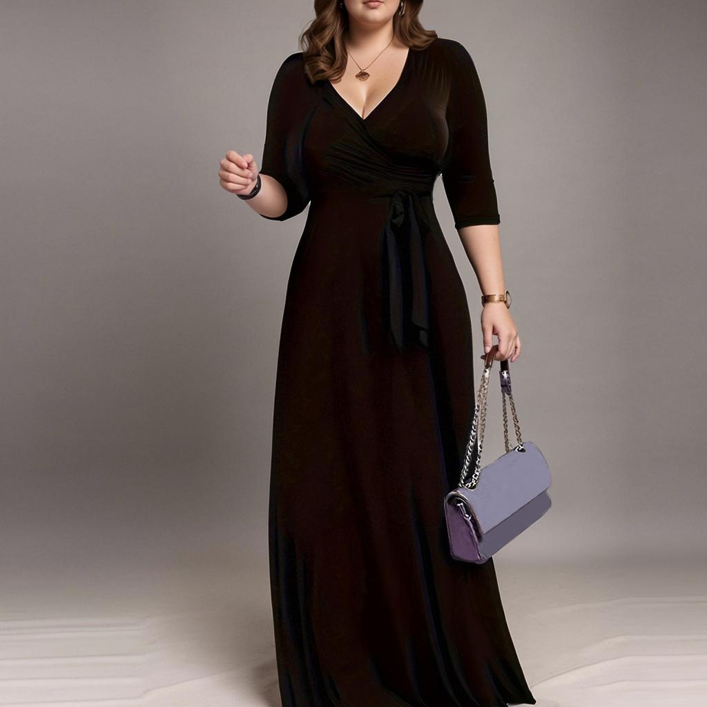 Dame Casual 3/4 Erme Sommerkjoler Vår V-hals Boho Blomstret Volang Cocktailparty Kjole