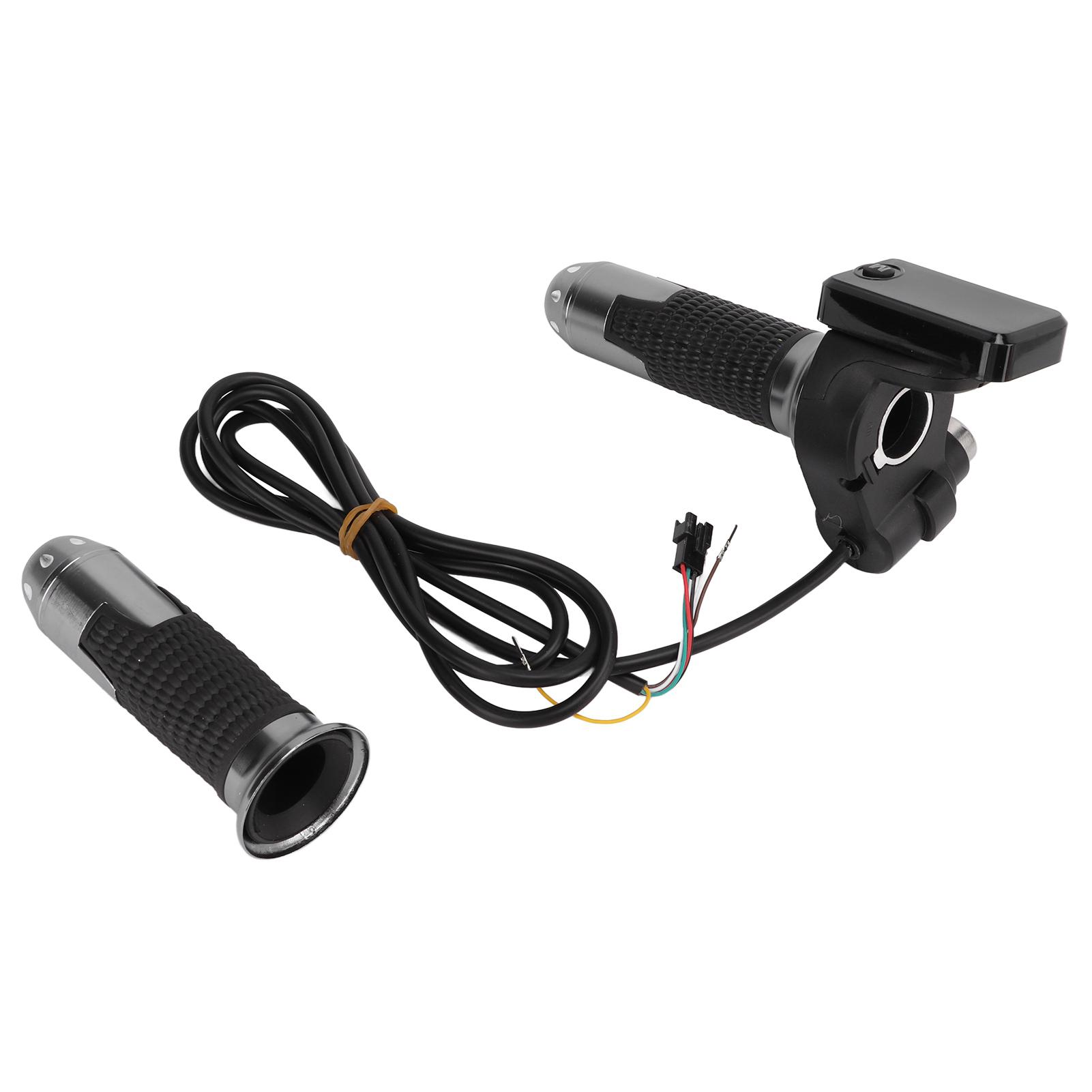 1 Par de Empuñaduras Acelerador de Aluminio con Pantalla LCD, Empuñaduras Aceleradoras Giratorias con Cable y Llave de Encendido para Eléctrico black