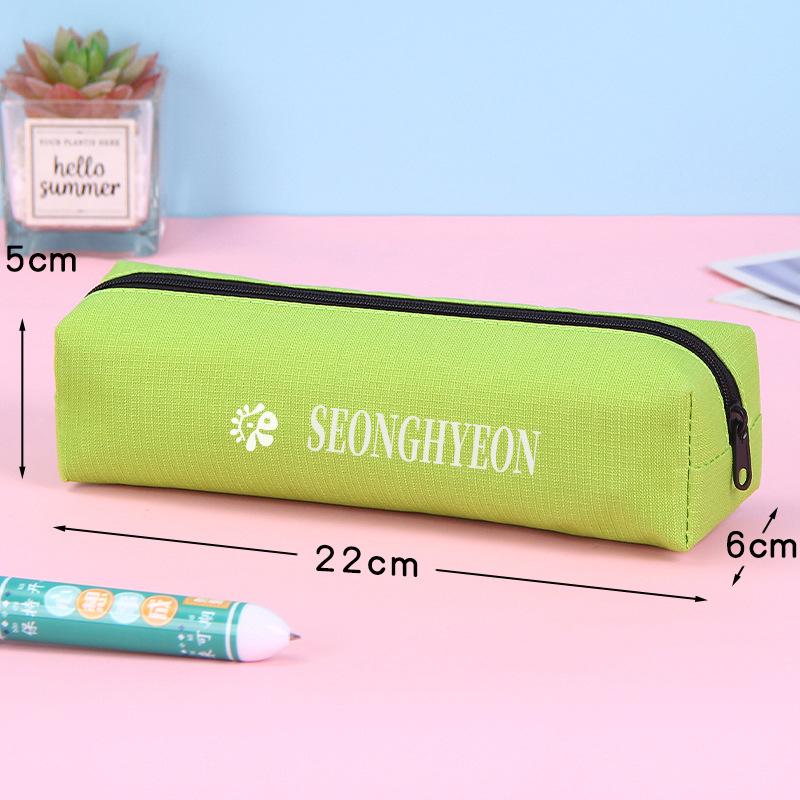 CORTIS Green Canvas Pencil Case – Logo Design, 22cm Simple Zip Student Stationery Bag