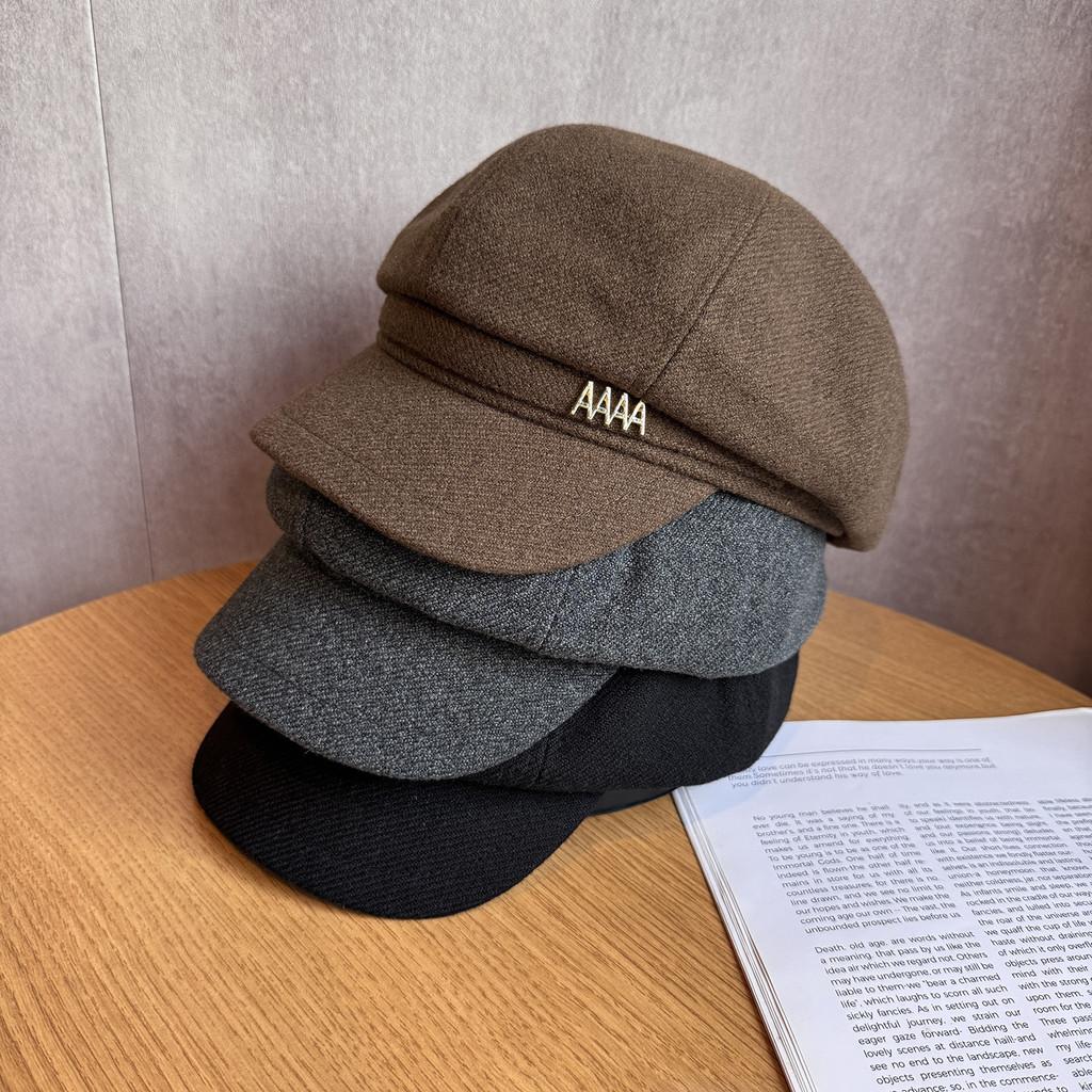 Color Solid Letter A Retro Beret Hat Ladies Polyester Fabric Fashion Accessory