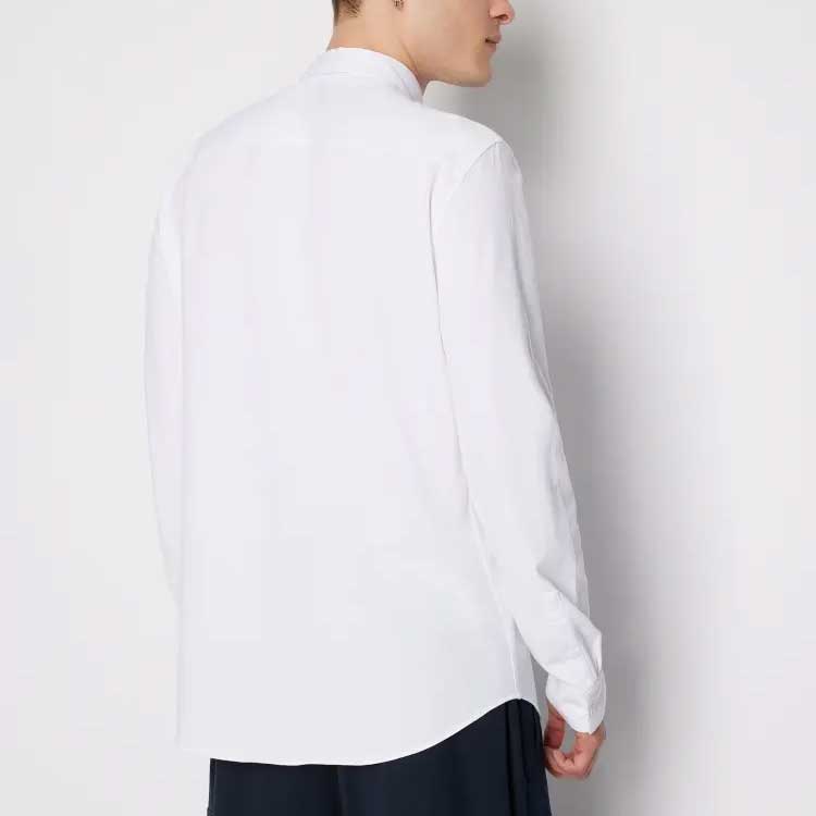 Armani Exchange Solid Label Casual Long Sleeve Shirt Men Shirts White 6RZCHJ-ZJYCZ-1100