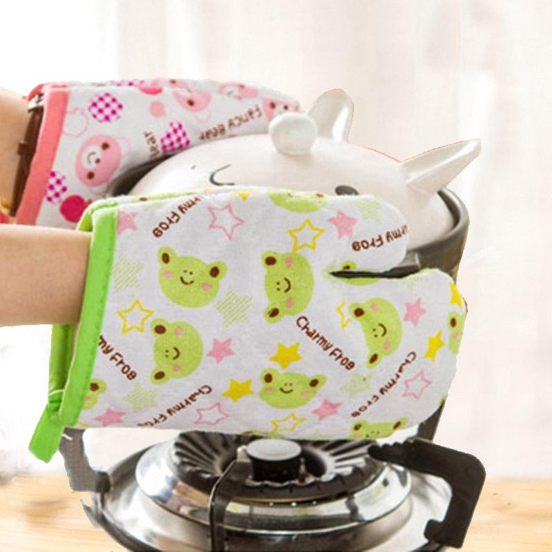 Thickened Microwave Heat-Resistant Gloves with Velvet Lining & Insulation Pad - Two-Piece Set