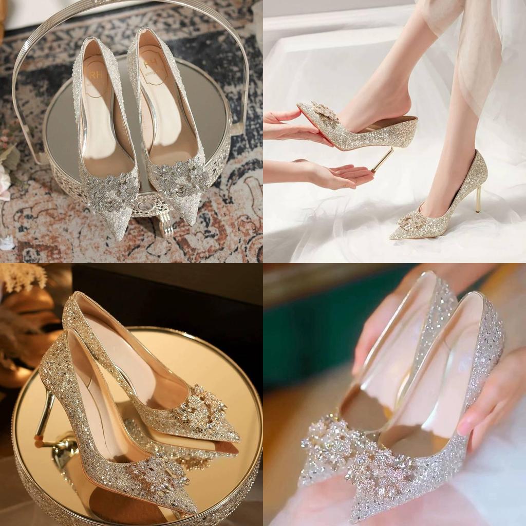 French Bridal High Heels With Crystal Embellishments For Wedding And Special Occasions