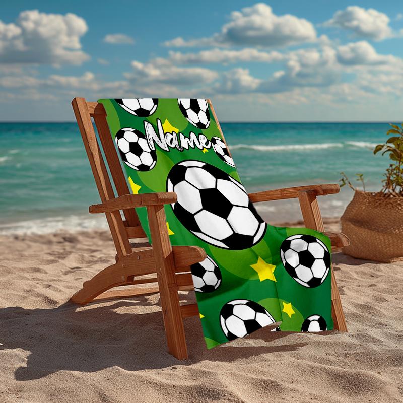 Custom Name Ultra-Soft Beach Towel with Soccer Theme,Ideal for Pool - Camping, Diving - Perfect Travel Essential, Vibrant Beach Towel.
